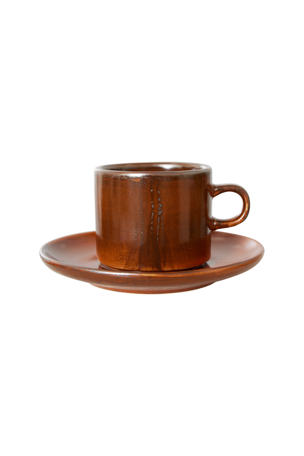 Chef ceramics: cup and saucer, Burned orange, Set of 2, by HKLIVING