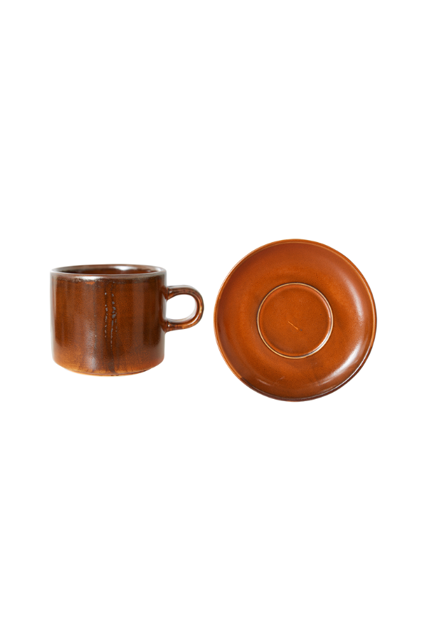 Chef ceramics: cup and saucer, Burned orange, Set of 2, by HKLIVING