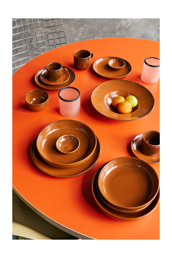 Chef ceramics: cup and saucer, Burned orange, Set of 2, by HKLIVING