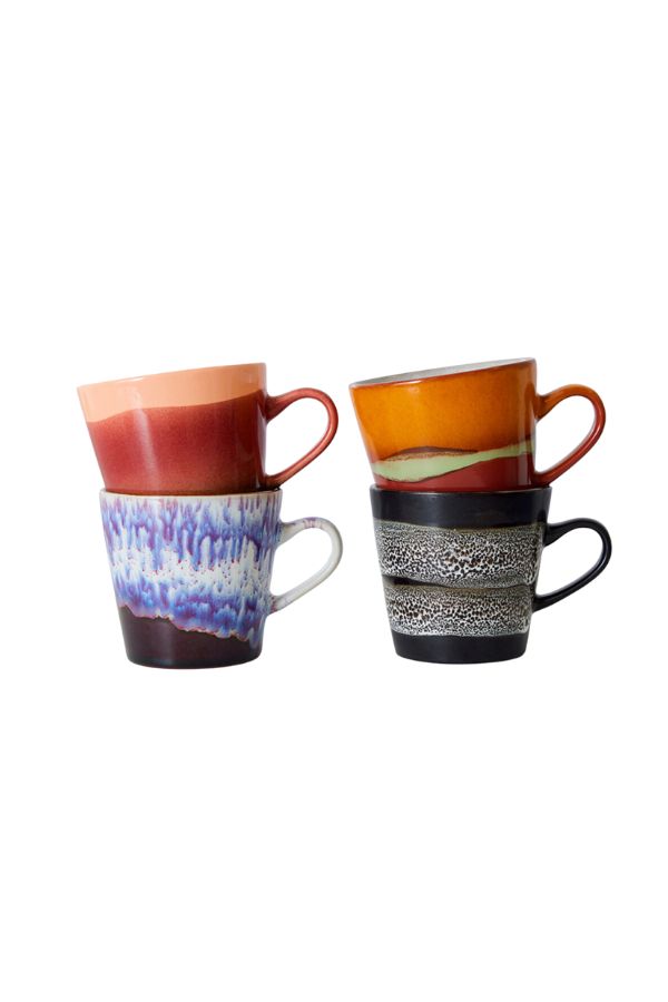 70s ceramics: Americano mugs, Friction (set of 4) By Hkliving