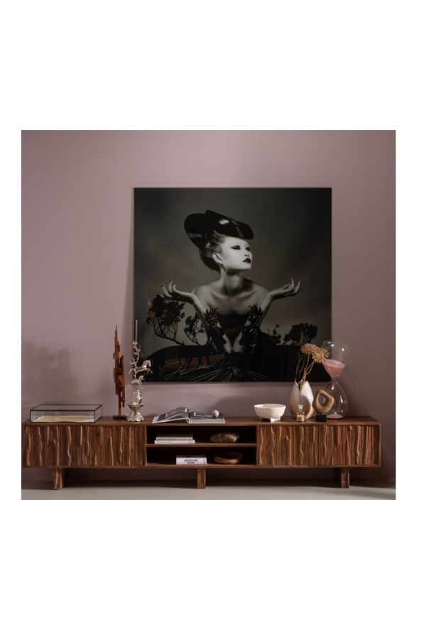 Lav Tv unit with designed doors wood warm brown