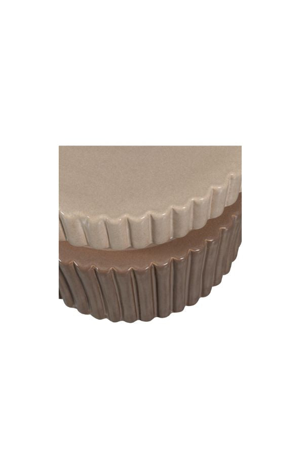 Tan ceramic side table