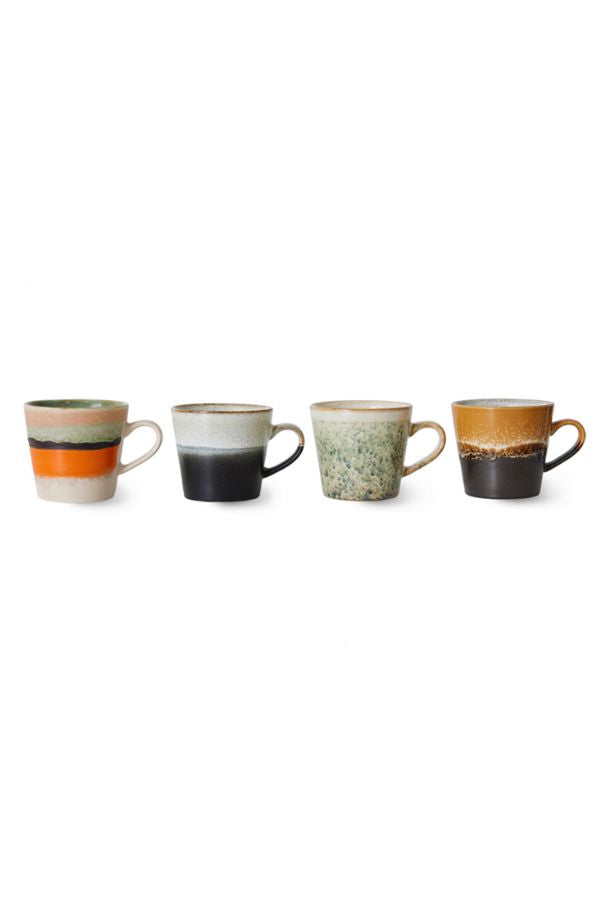 70s Ceramic Cappuccino mugs Verve set of 4 by Hk Living