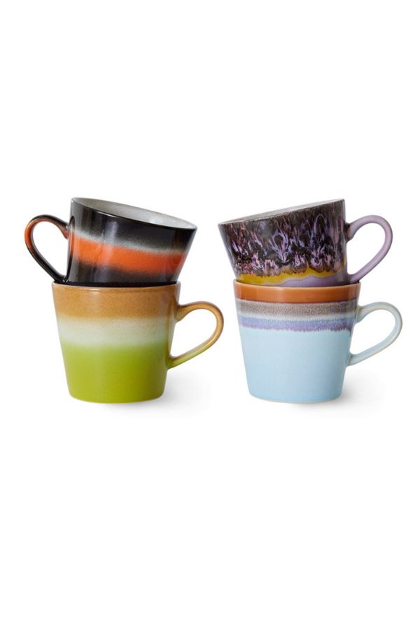 70s ceramics: cappuccino mugs, solid (set of 4) By Hkliving
