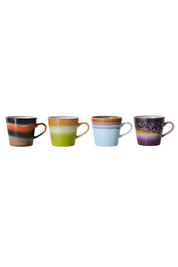 70s ceramics: cappuccino mugs, solid (set of 4) By Hkliving