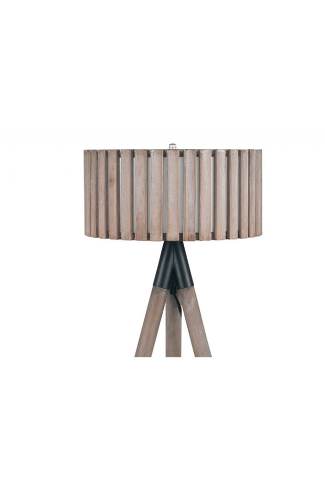 Antique Wood Slat Tripod Table Lamp