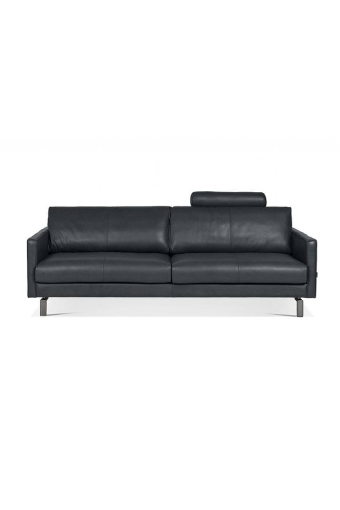Blue Day 3 Seater In Black Leather With Headrests