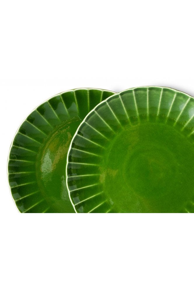 The emeralds: ceramic dinner plate ribbed, green (set of 2) By Hkliving