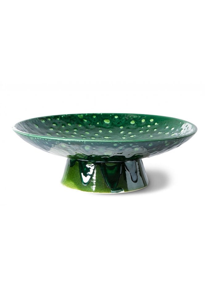 The emeralds: ceramic bowl on base l dripping green By Hkliving