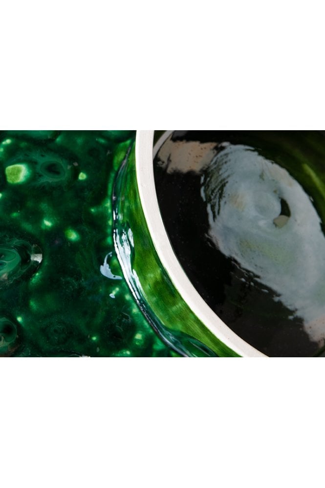 The emeralds: ceramic bowl on base l dripping green By Hkliving