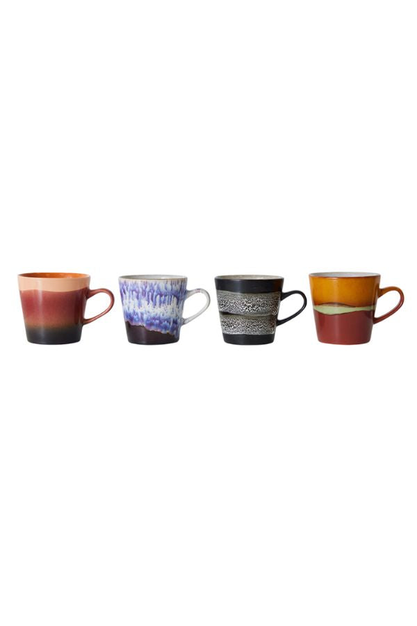 70s ceramics: Americano mugs, Friction (set of 4) By Hkliving