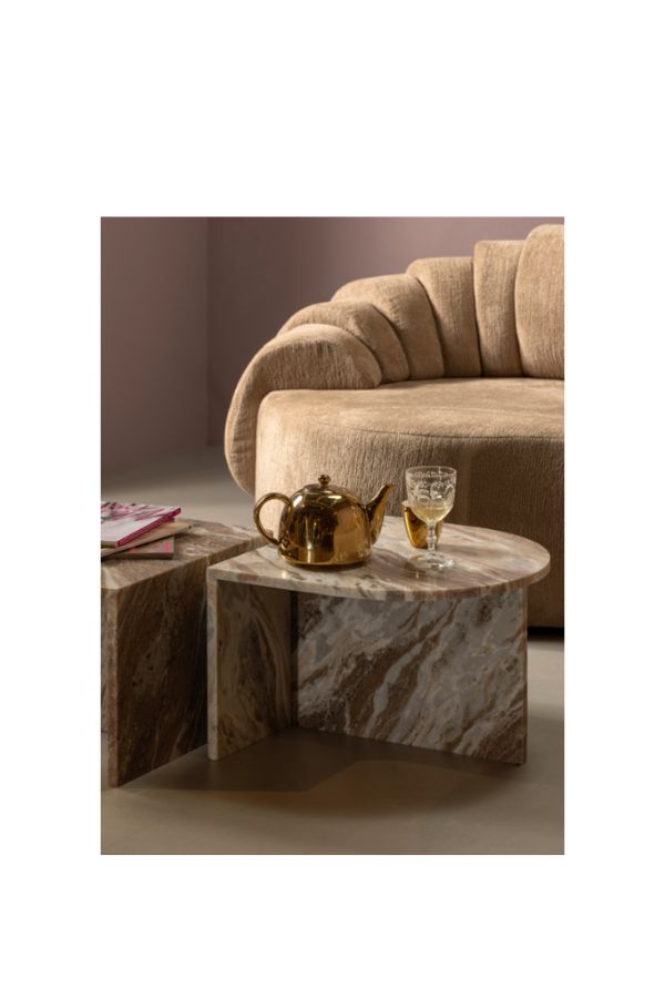 Haily oval side Table marble natural
