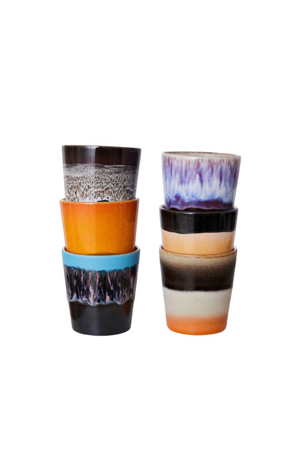 70s ceramics: coffee mugs, stellar (set of 6) by Hkliving