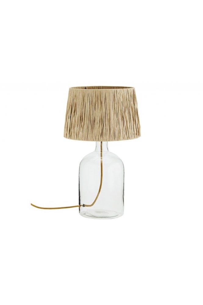 Glass Lamp With Raffia Shade