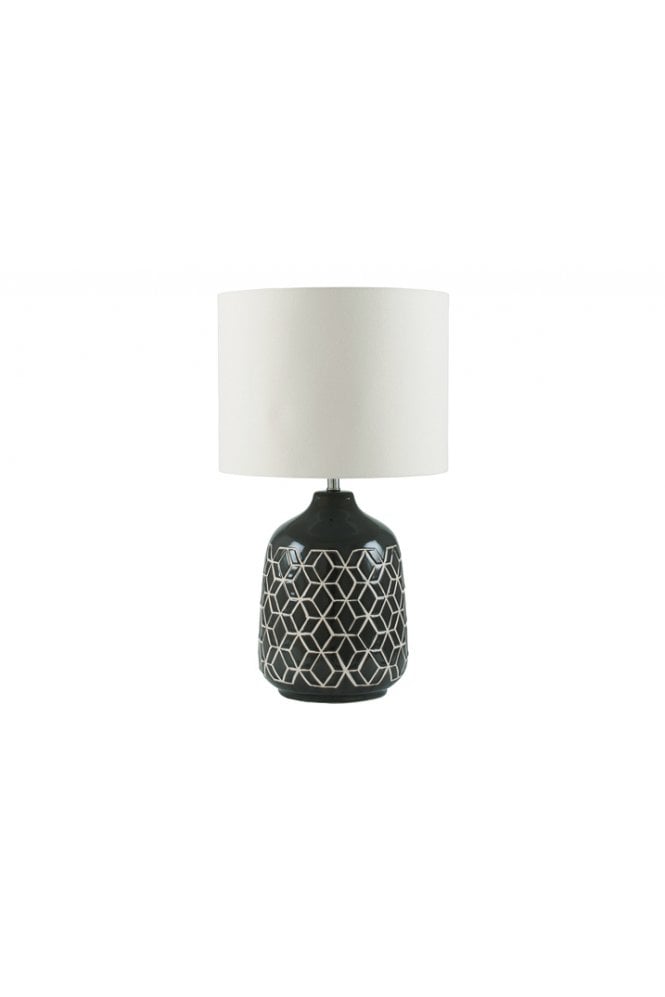 Dark Grey Geo Ceramic Table Lamp