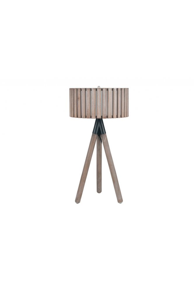 Antique Wood Slat Tripod Table Lamp