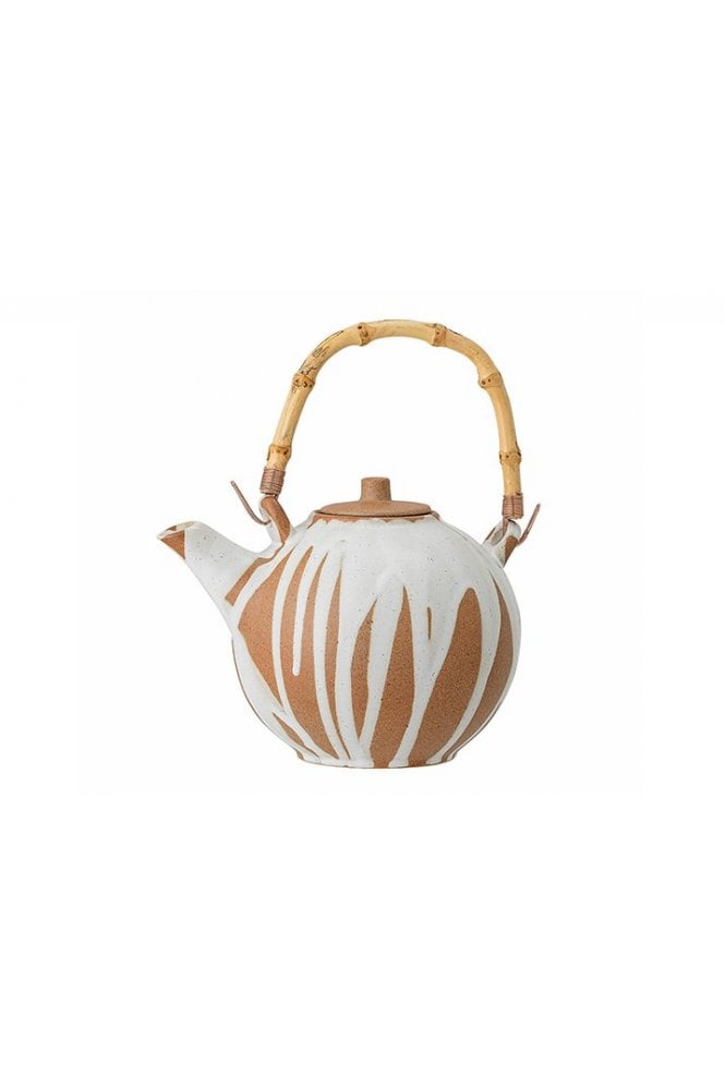 Iris Teapot W/Strainer White Stoneware