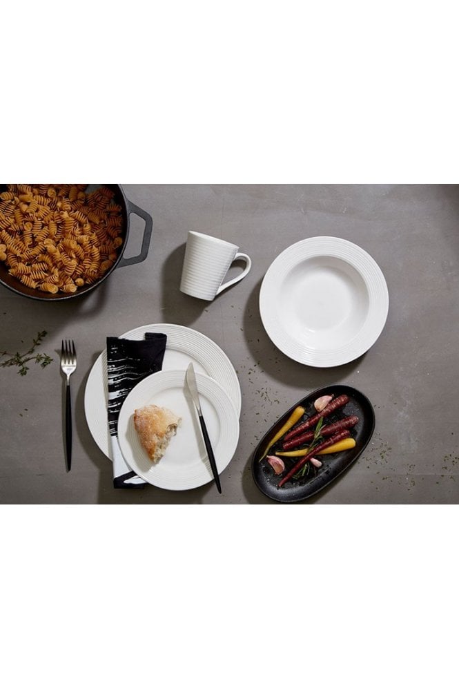 Avie 16pc Matt Black And Silver Cutlery Set