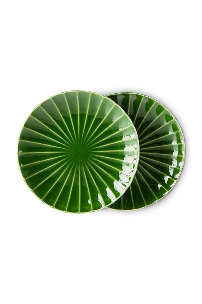 The emeralds: ceramic side plate ribbed, green (set of 2) By Hkliving