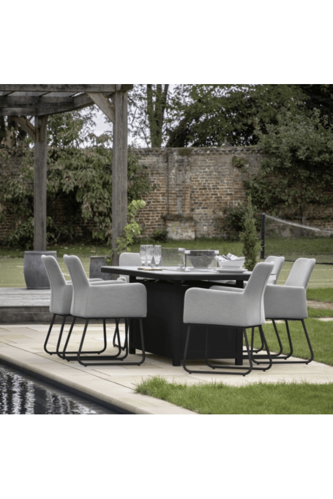 EL Dining Set with Fire Pit Table6 Seater